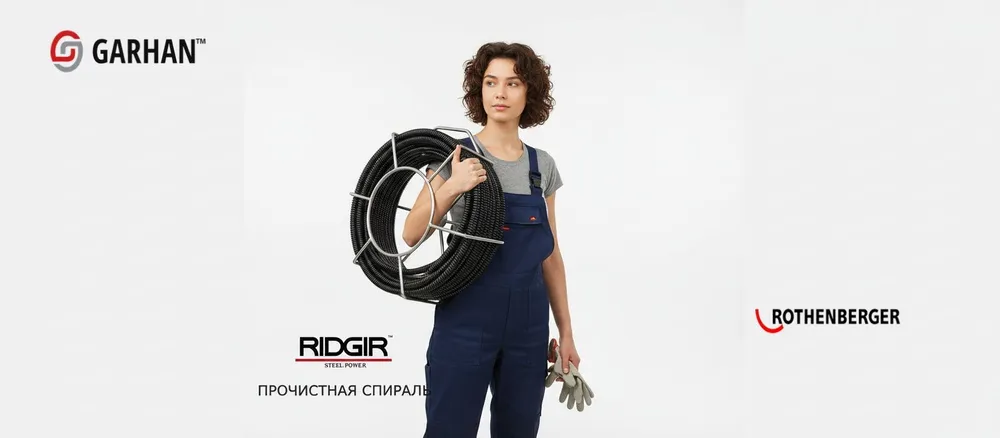 прочитсная спираль RIDGIR, GARHAN, RIDGID, Rothenberger, Ротенбергер